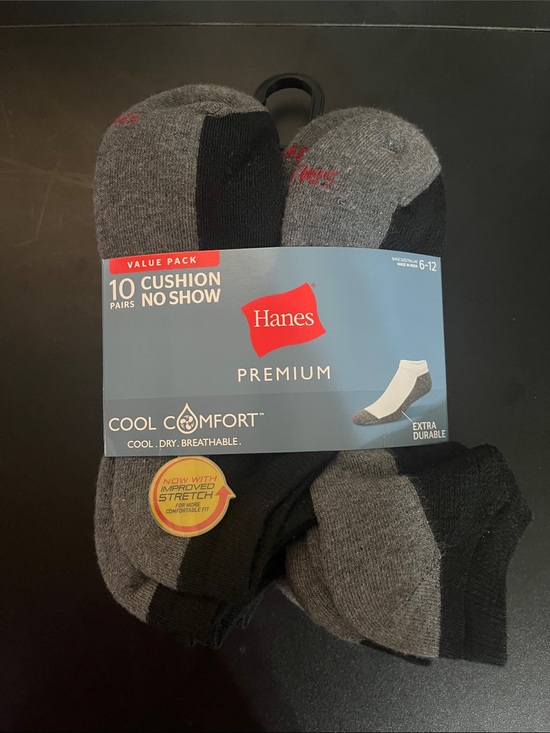 Hanes Other - Hanes Premium Men's No-Show Cushion Socks - Gray/Black (10 Pairs)